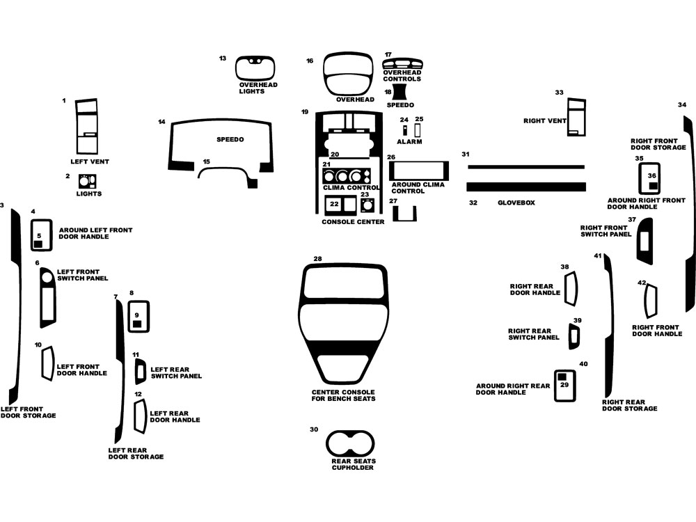 Dodge Dakota Quad Cab W/ Bench Seats 2005-2007 Dash Kit Diagram
