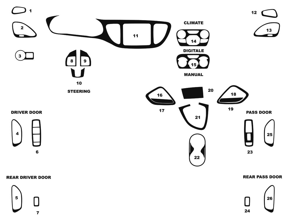 Dodge Dart 2013-2016 Dash Kit Diagram