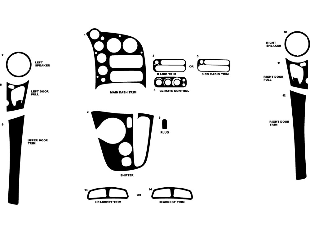 Dodge Viper 2003-2010 Dash Kit Diagram