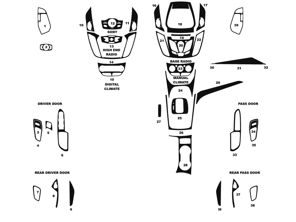 Ford Escape 2013-2016 Dash Kit Diagram