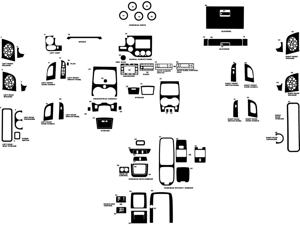 Ford Expedition 2003-2006 Dash Kit Diagram