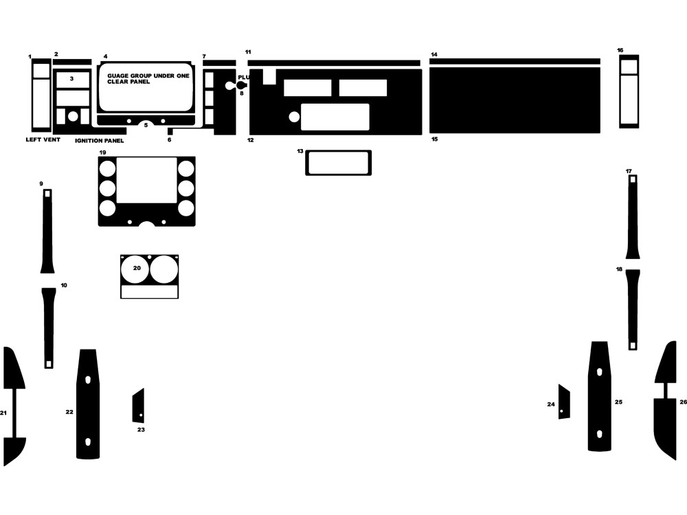 Freightliner FL Series 1997-2002 Dash Kit Diagram