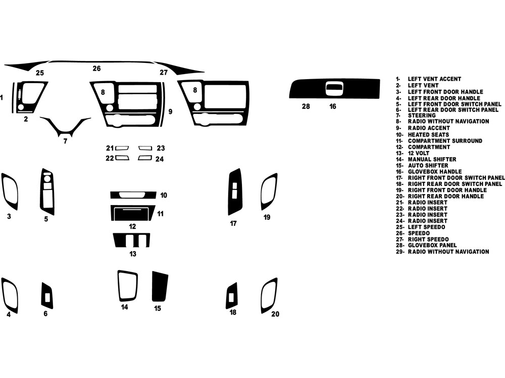 Honda Civic Sedan 2013-2015 Dash Kit Diagram