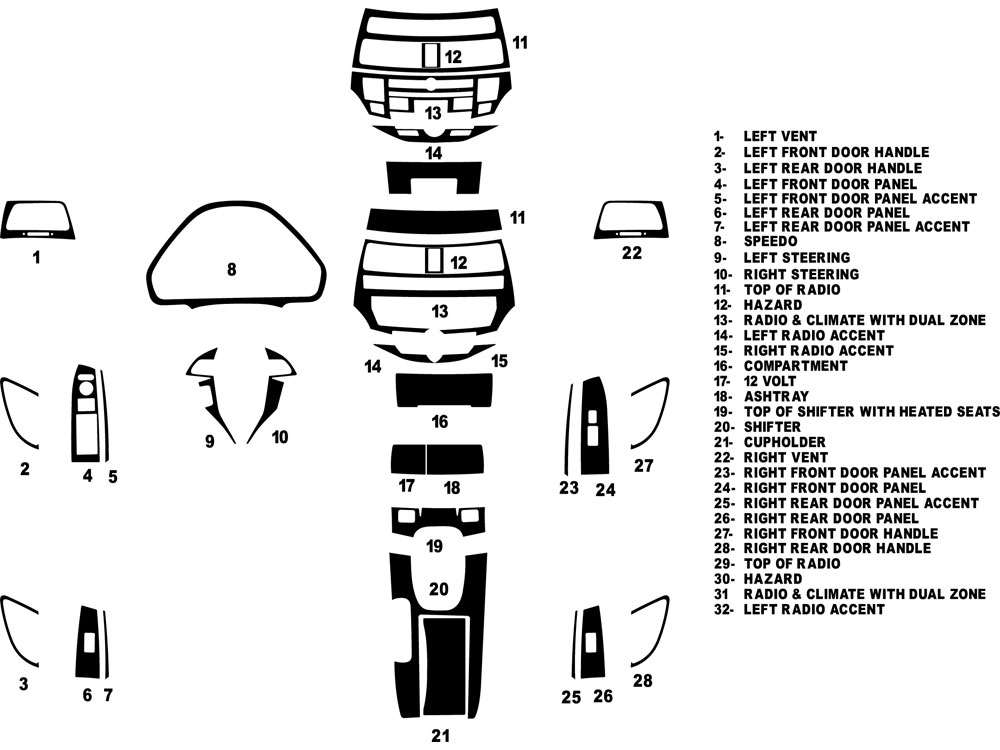 Honda Crosstour 2010-2012 Dash Kit Diagram