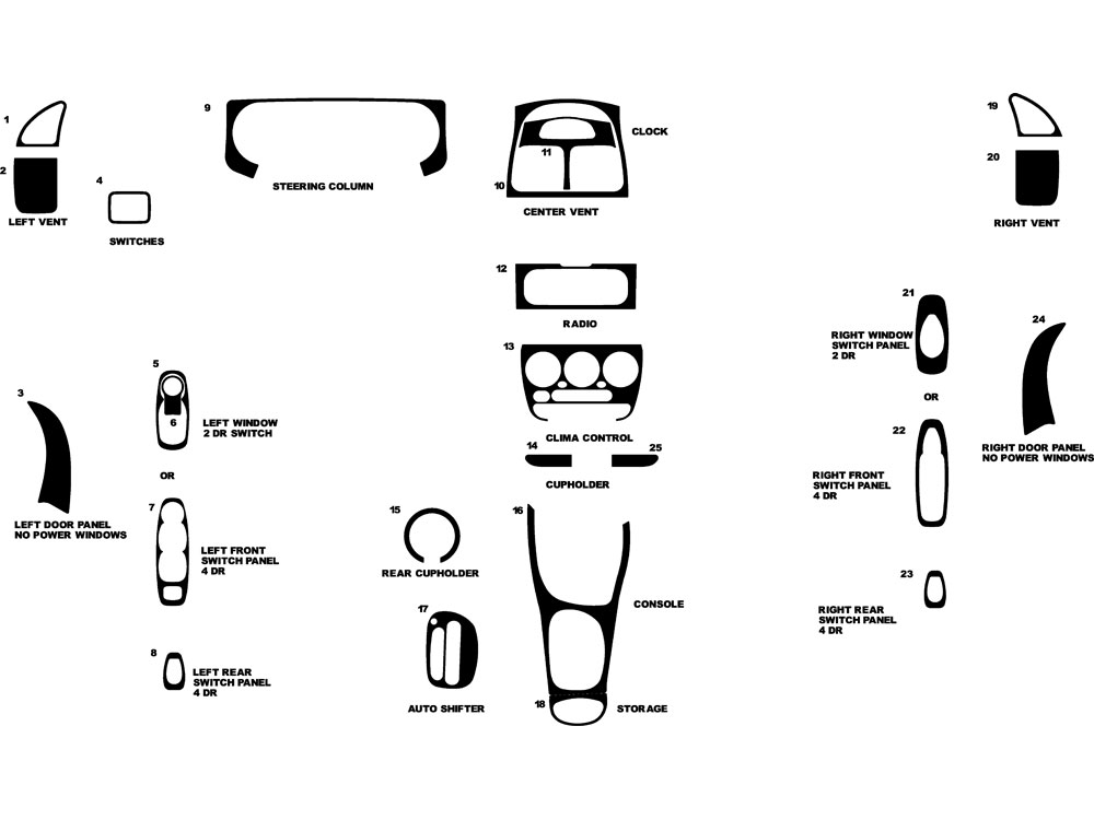 Hyundai Accent 2003-2005 Dash Kit Diagram