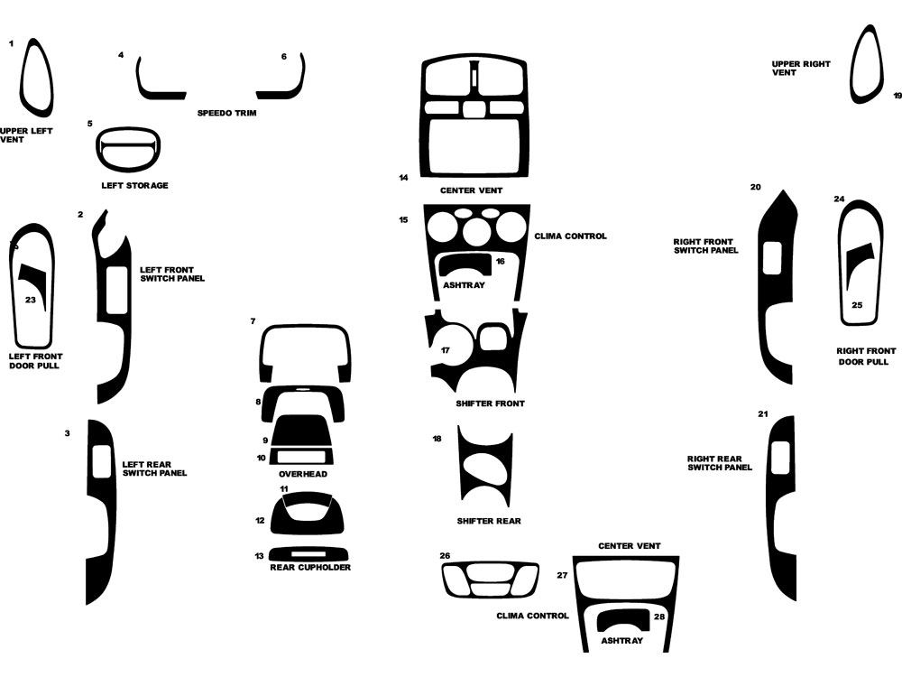 Hyundai Santa Fe 2002.5-2004 Dash Kit Diagram