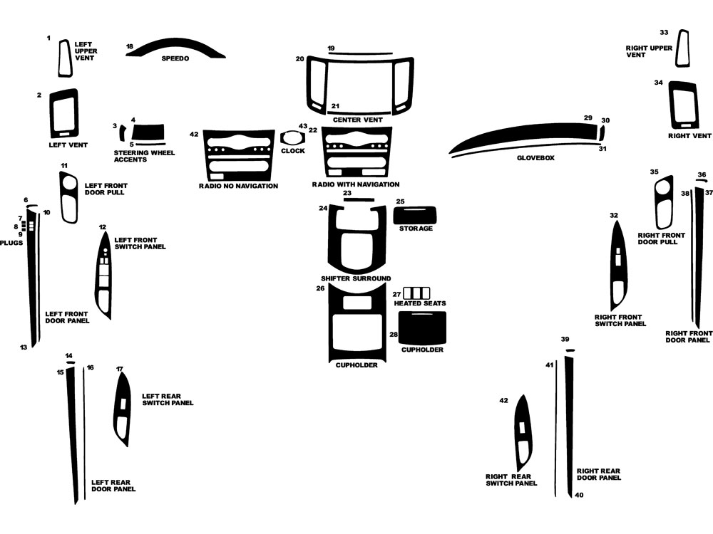 Infiniti G35 Sedan 2007-2008 Dash Kit Diagram