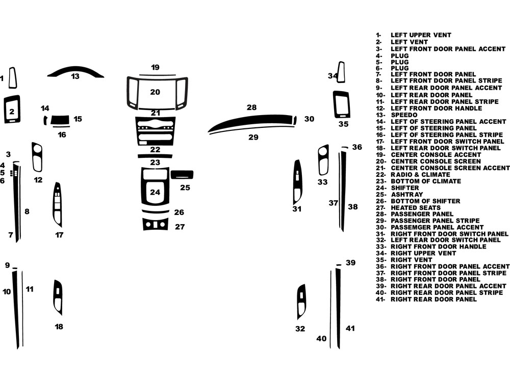 Infiniti G37 Sedan 2010-2013 Dash Kit Diagram