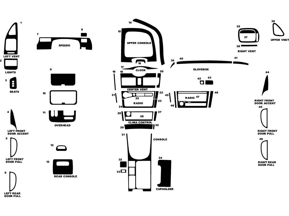 Infiniti I30 2000-2001 Dash Kit Diagram