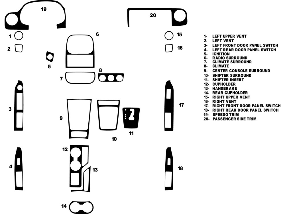 Jeep Patriot 2009-2017 Dash Kit Diagram