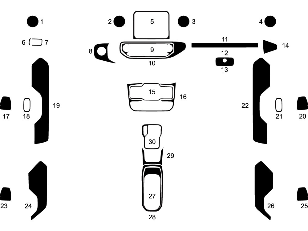 Jeep Wrangler 2018-2023 Dash Kit Diagram