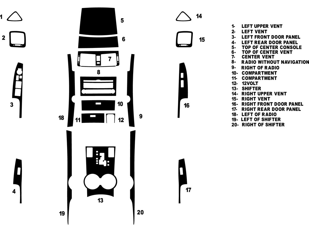 Kia Borrego 2009-2009 Dash Kit Diagram
