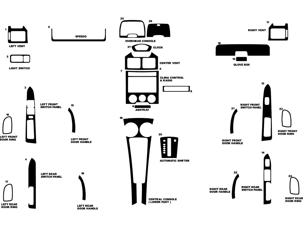 Kia Rio 2003-2005 Dash Kit Diagram