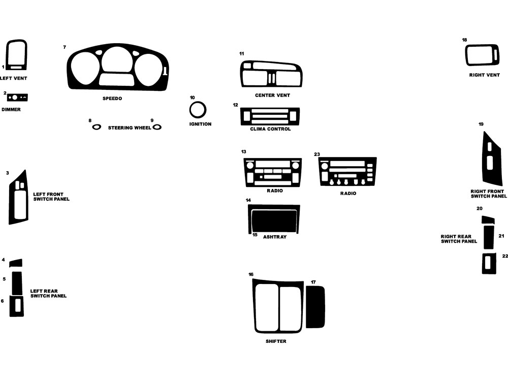 Lexus GS 1998-2000 Dash Kit Diagram