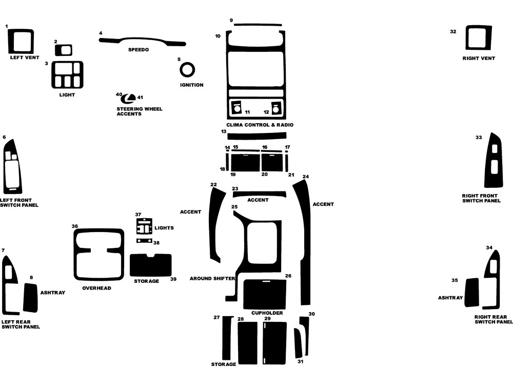 Lexus GX 2003-2009 Dash Kit Diagram