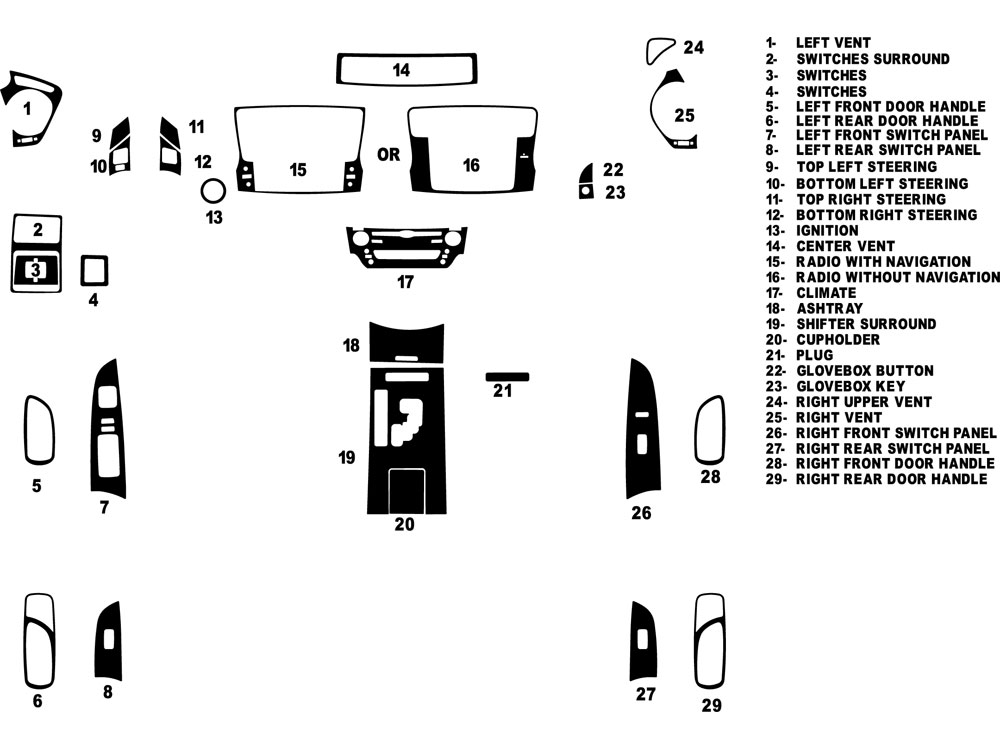 Lexus IS 2009-2013 Dash Kit Diagram