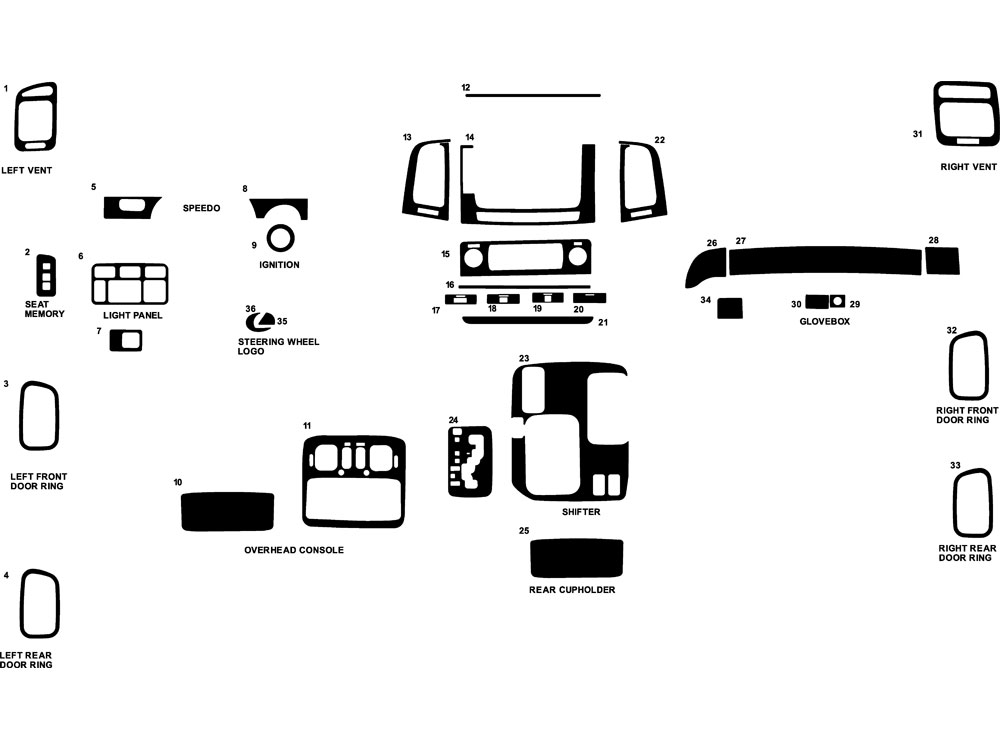 Lexus LX 2003-2007 Dash Kit Diagram