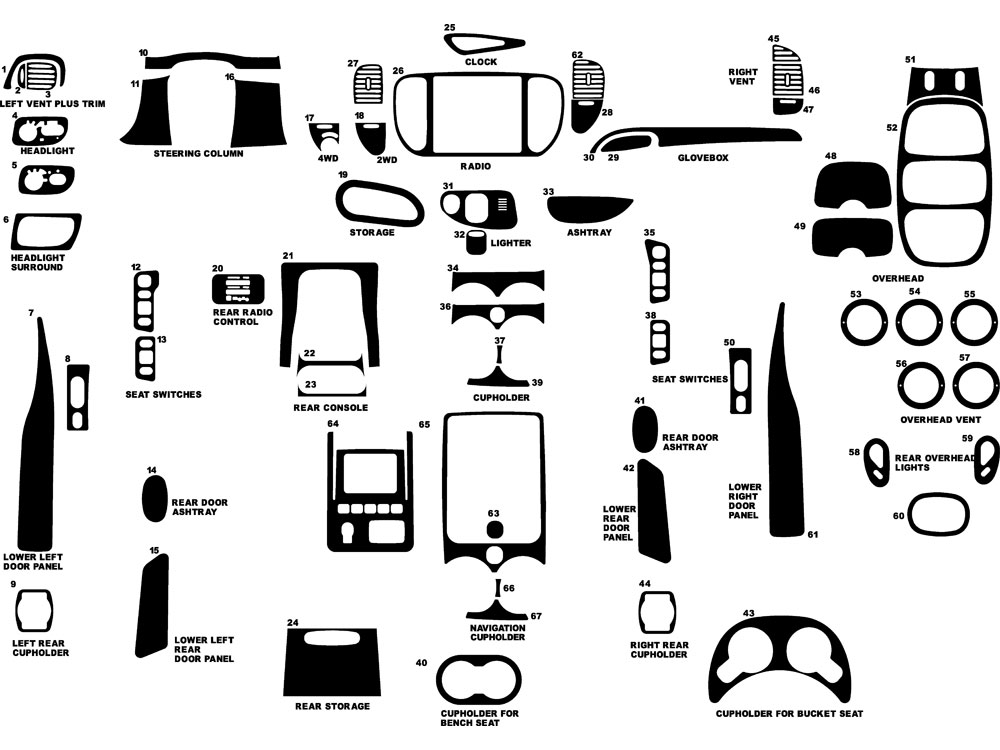 Lincoln Navigator 2000-2002 Dash Kit Diagram