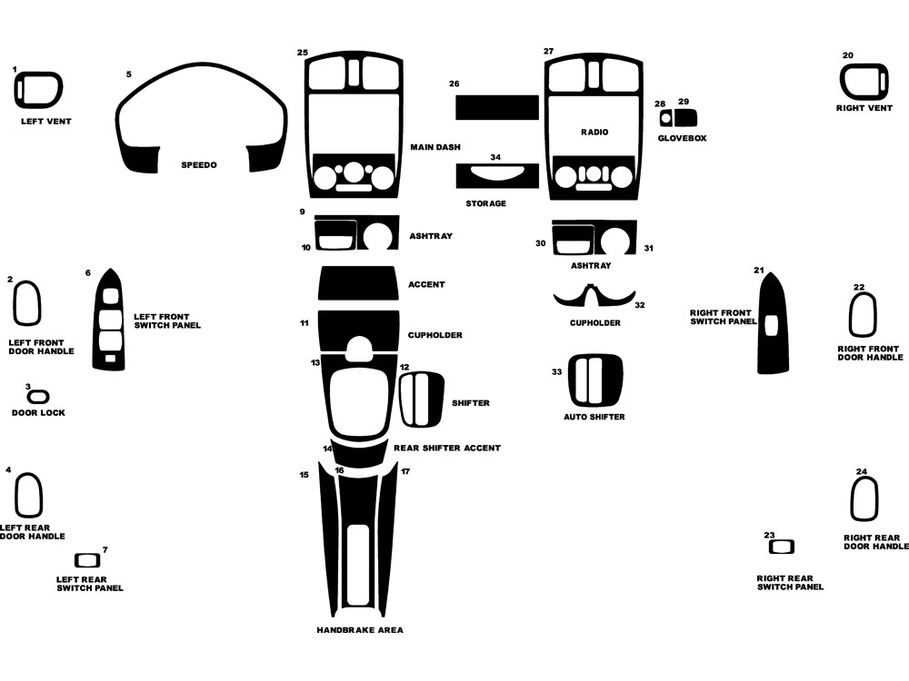 Mazda Protege 1999-2003 Dash Kit Diagram