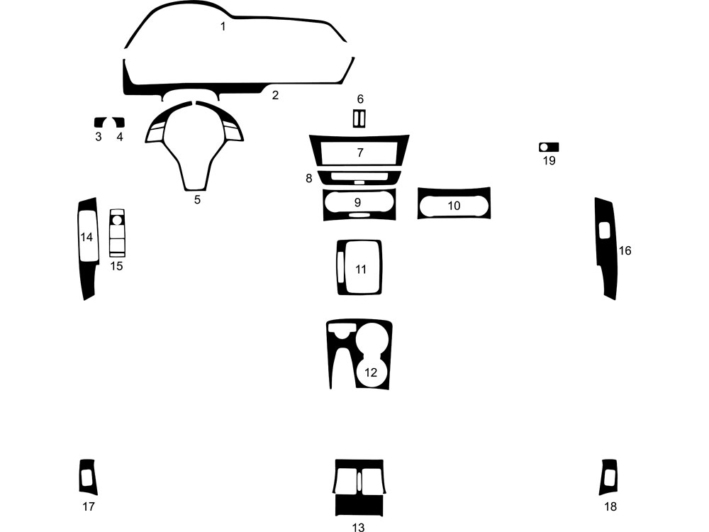Mercedes-Benz C-Class Sedan 2012 - 2014 Dash Kit Diagram
