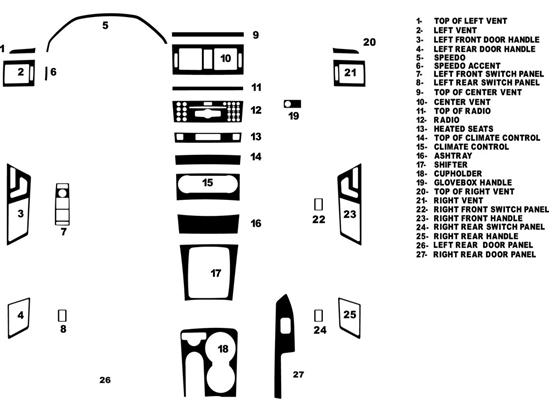 Mercedes-Benz GLK-Class 2010-2012 Dash Kit Diagram