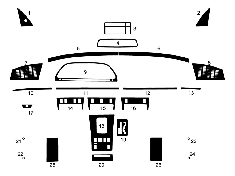 Mercedes-Benz 350-Class 1990-1991 Dash Kit Diagram