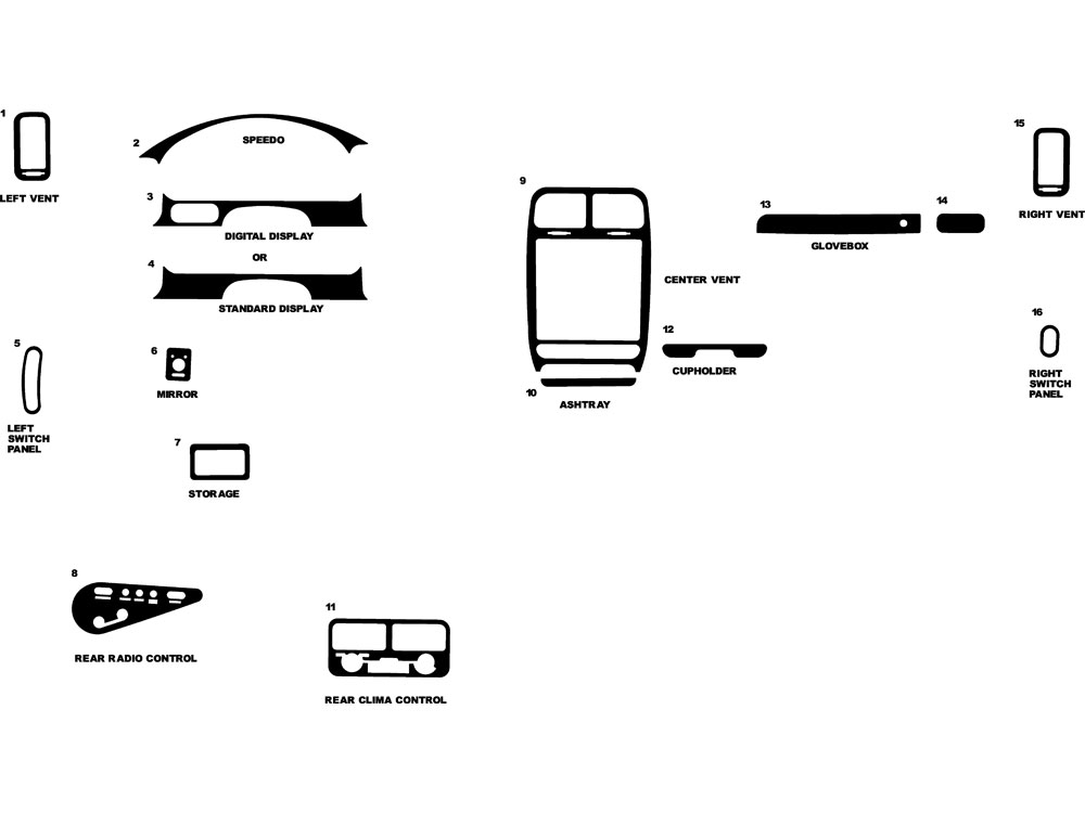 Mercury Villager 1993-1995 Dash Kit Diagram