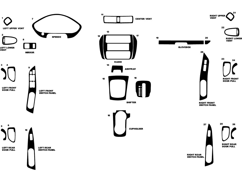 Mitsubishi Galant 1999-2003 Dash Kit Diagram