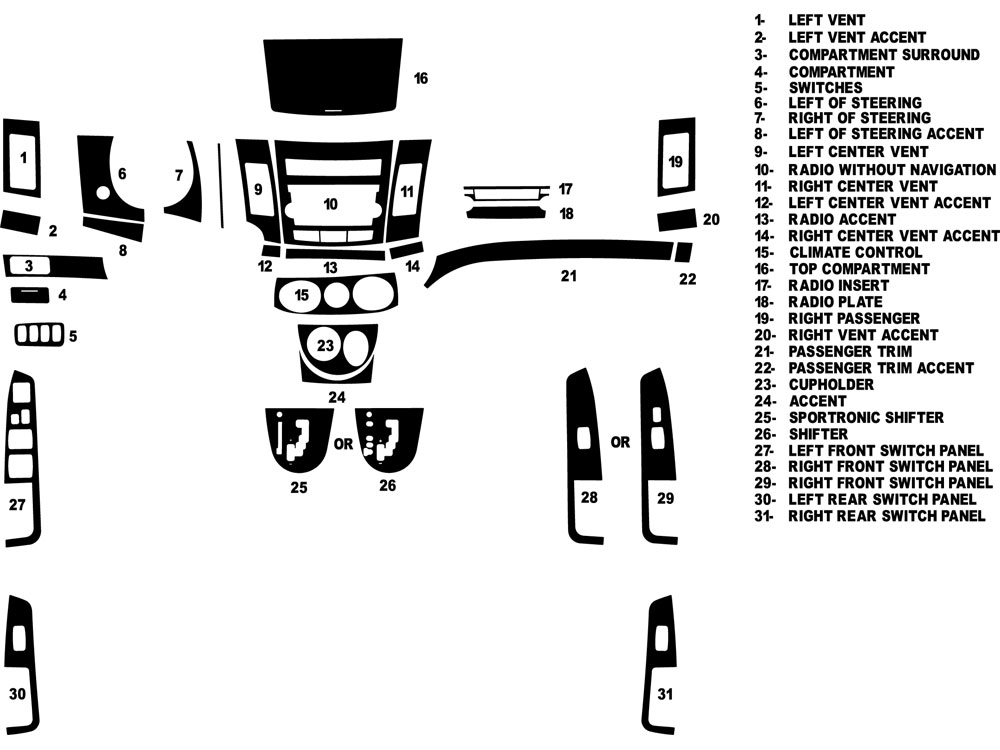 Mitsubishi Outlander 2008-2013 Dash Kit Diagram