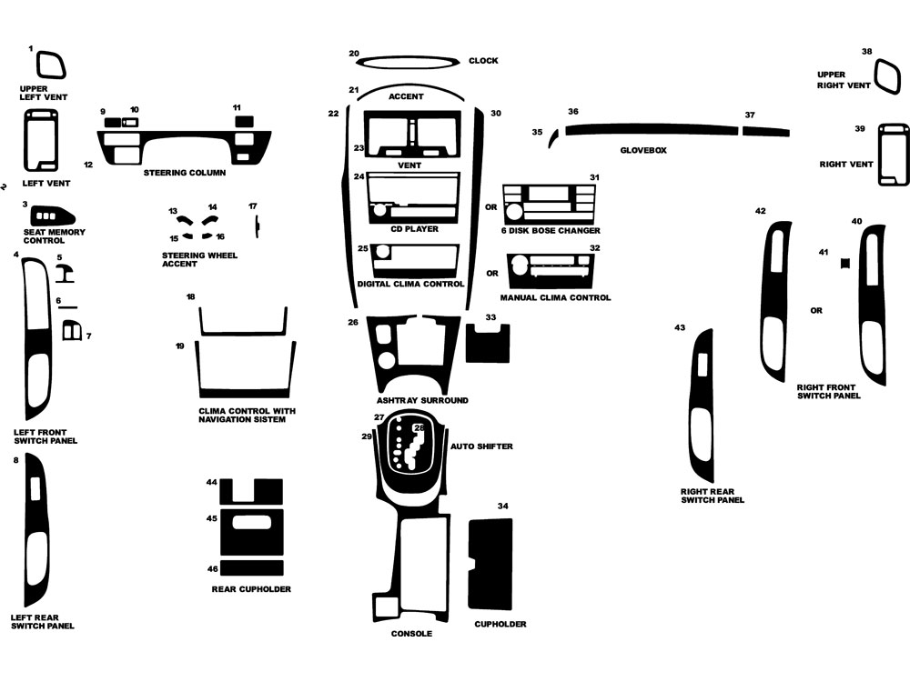 Nissan Maxima 2002-2003 Dash Kit Diagram