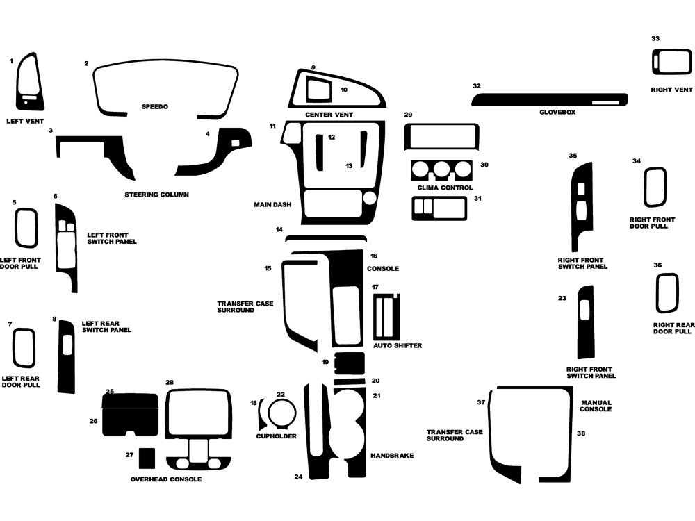 Nissan Pathfinder 2001-2002 Dash Kit Diagram