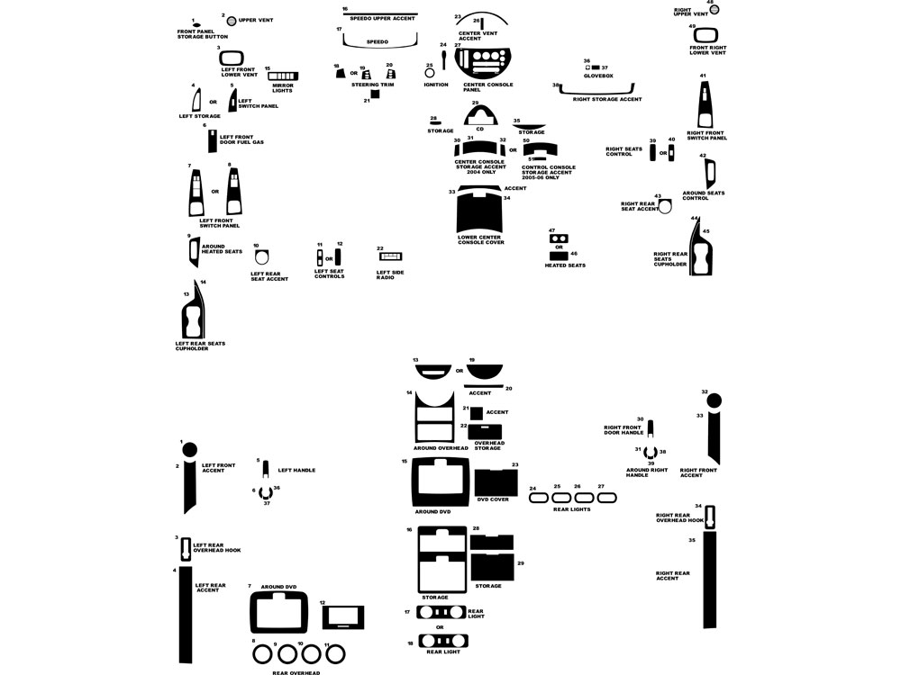 Nissan Quest 2004-2006 Dash Kit Diagram