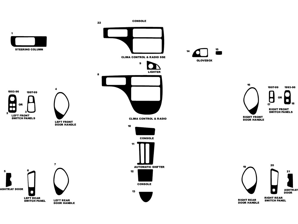 Pontiac Bonneville 1992-1999 Dash Kit Diagram
