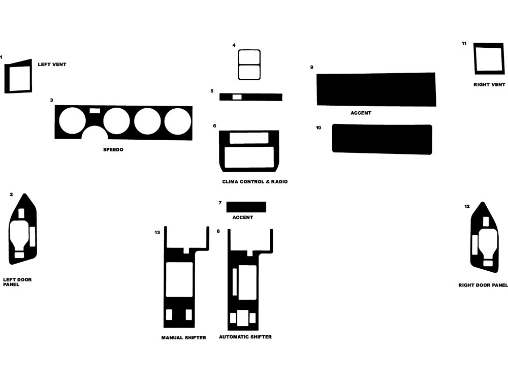 Pontiac Firebird Trans Am 1985-1992 Dash Kit Diagram