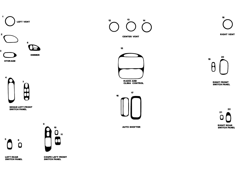 Pontiac Grand Am 1999-2005 Dash Kit Diagram