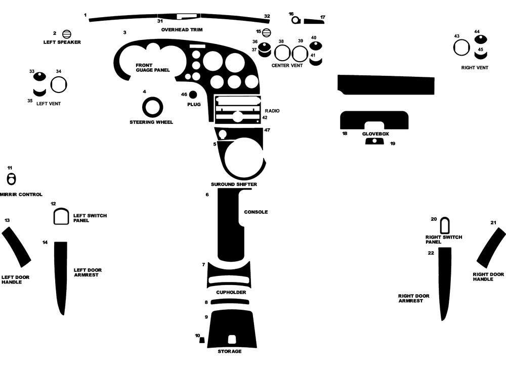 Pontiac Solstice 2006-2009 Dash Kit Diagram