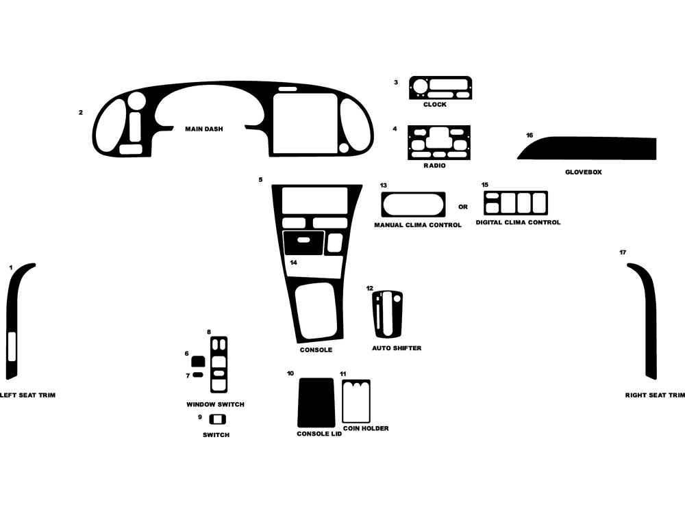 Saab 900 1994-1998 Dash Kit Diagram