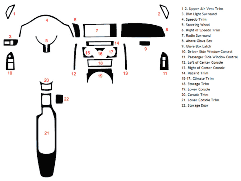 Scion FR-S 2013-2016 Dash Kit Diagram