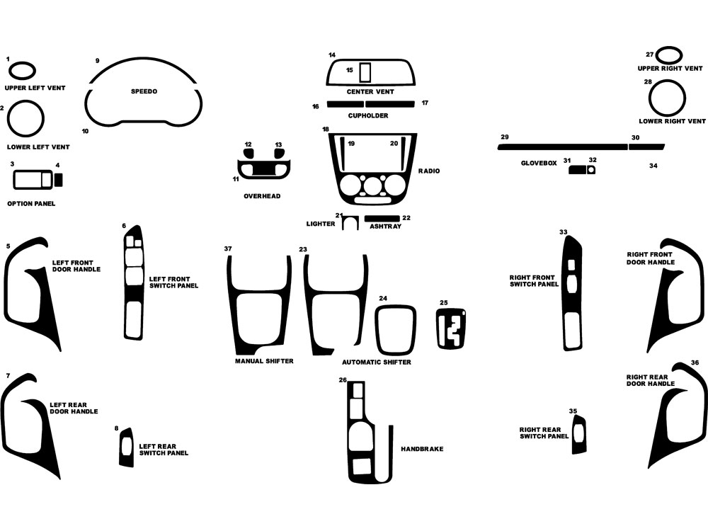 Subaru Impreza 2002-2004 Dash Kit Diagram