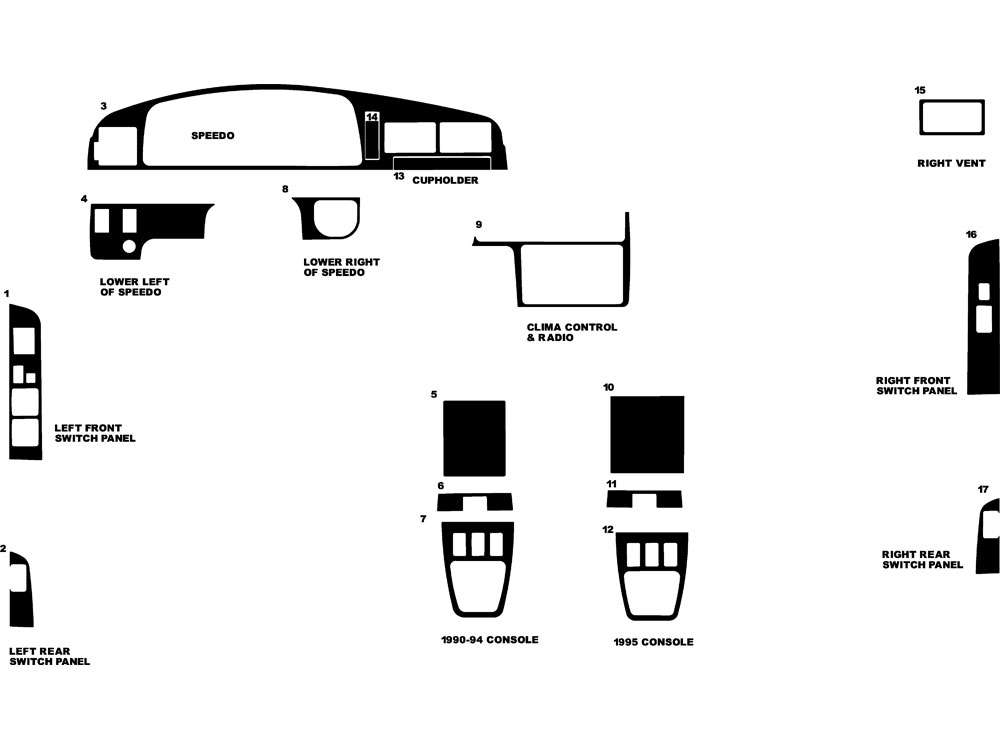 Toyota 4Runner 1990-1995 Dash Kit Diagram
