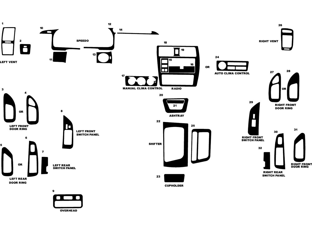 Toyota Avalon 1995-1997 Dash Kit Diagram