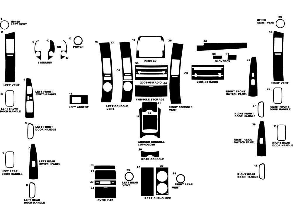 Toyota Prius 2004-2009 Dash Kit Diagram