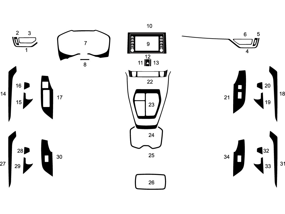Toyota Rav4 2019-2024 Dash Kit Diagram
