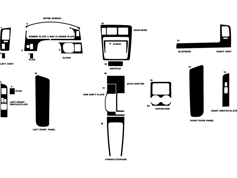 Toyota Tacoma 1998-2000 Dash Kit Diagram