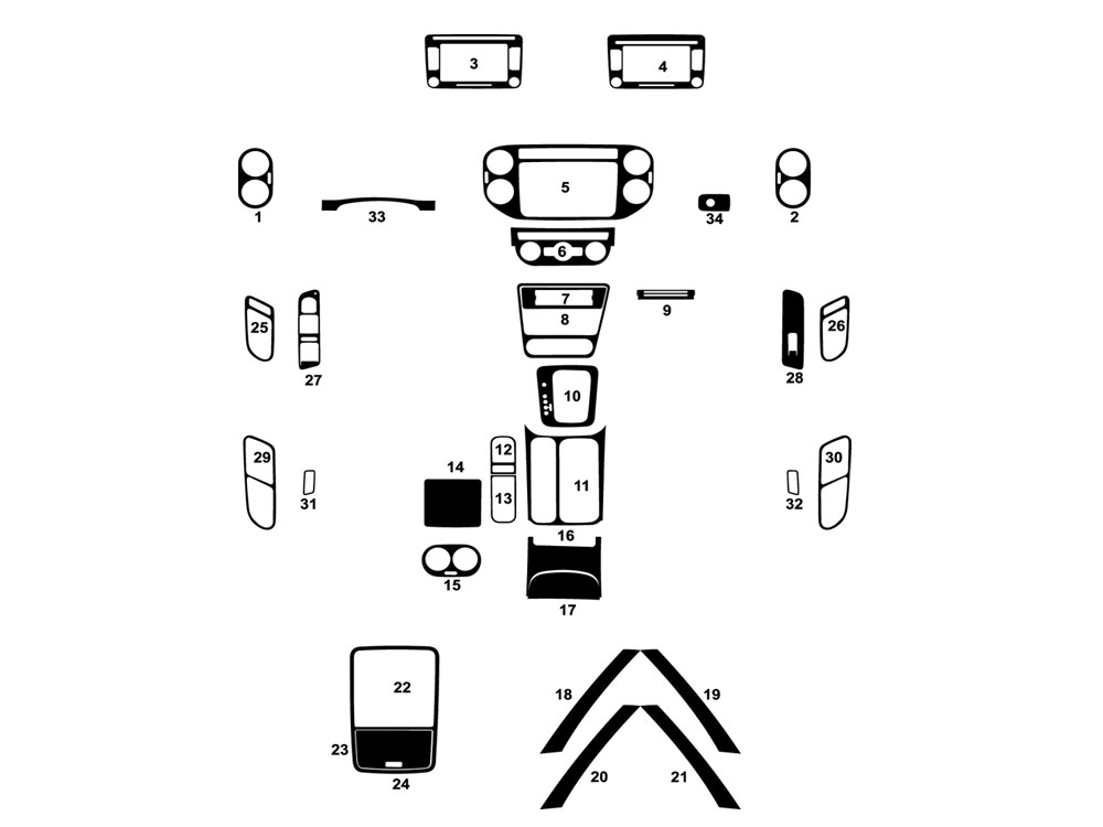 Volkswagen Tiguan 2013-2017 Dash Kit Diagram