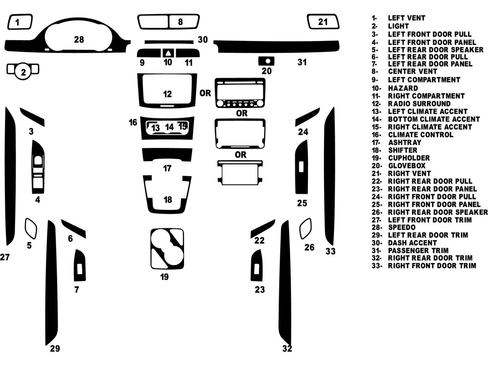 Volkswagen CC 2009-2011 Dash Kit Diagram