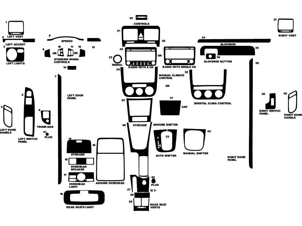 Volkswagen Jetta 2006-2010 Dash Kit Diagram