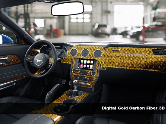 3D Carbon Fiber Digital Gold Dash Trim Kit Finish