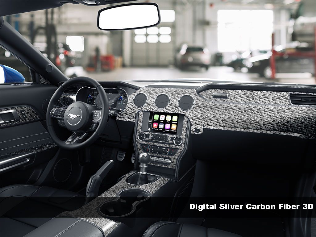 3D Carbon Fiber Digital Silver Dash Trim Kit Finish