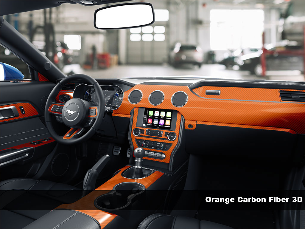 3D Carbon Fiber Orange Dash Trim Kit Finish